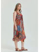 Boat Neck Loose Cut Orange Plus Size Dress 4668